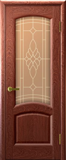 Межкомнатная шпонированная дверь Luxor Legend Лаура Красное дерево остекленная — фото 1